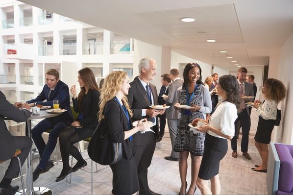 Group of people networking at work